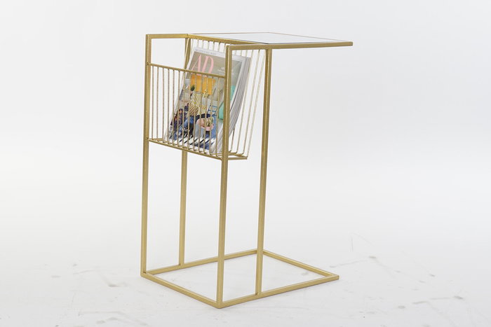 DKD Home Decor Revistero Dorado Metal y Espejo 35 x 71 x 48 cm