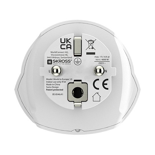 SKROSS Länderstecker World to Europe Blanco