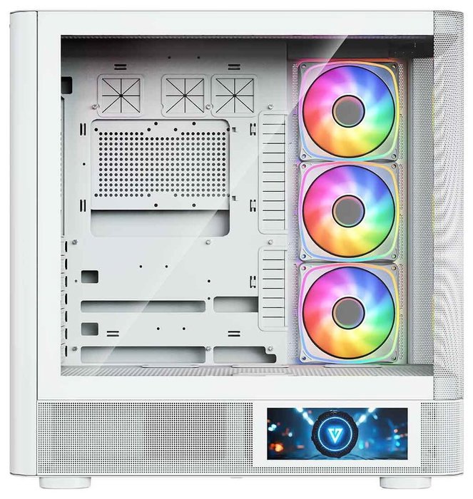 Modecom Volcano AQ400 ARGB PC Chasis Midi Tower Blanca con Pantalla LCD Modecom Volcano AQ400 ARGB PC Chasis Midi Tower Blanca con Pantalla LCD