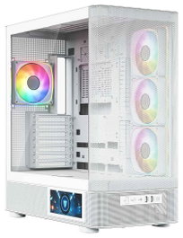 Modecom Volcano AQ400 ARGB PC Chasis Midi Tower Blanca con Pantalla LCD