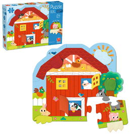 GOULA Puzzle XXL Granja Sorpresa 1110100763 - 12 Piezas con Texturas Táctiles, Juguete Sensorial Educativo para Niños +2 Años