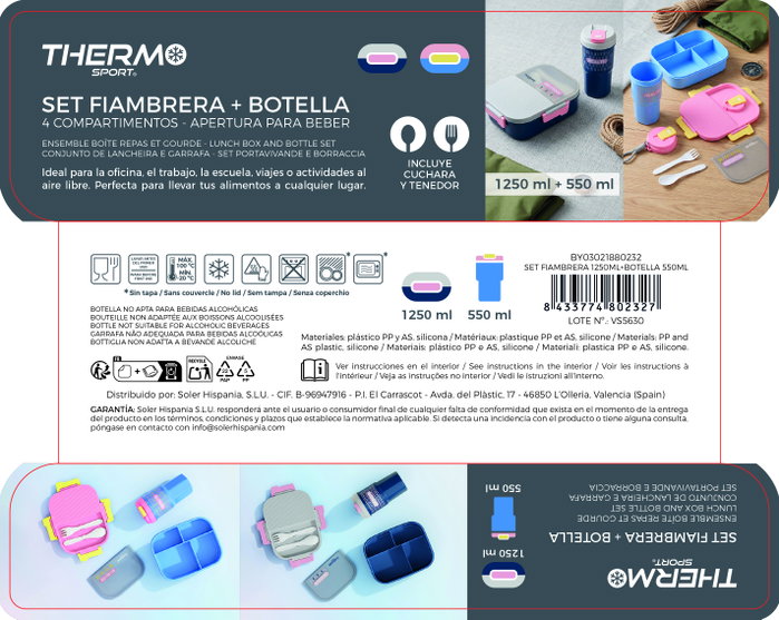 Thermosport Set de Fiambrera 1250ml y Botella 550ml