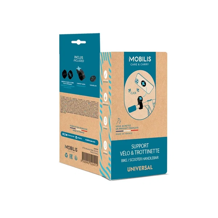 Mobilis 044024 Soporte Pasivo para Smartphone para Bicicleta y Scooter, Negro y Azul Claro