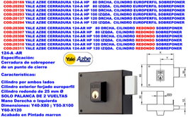 Yale AZBE CERRADURA 124 A HP 100 Cerradura de Sobreponer Izquierda