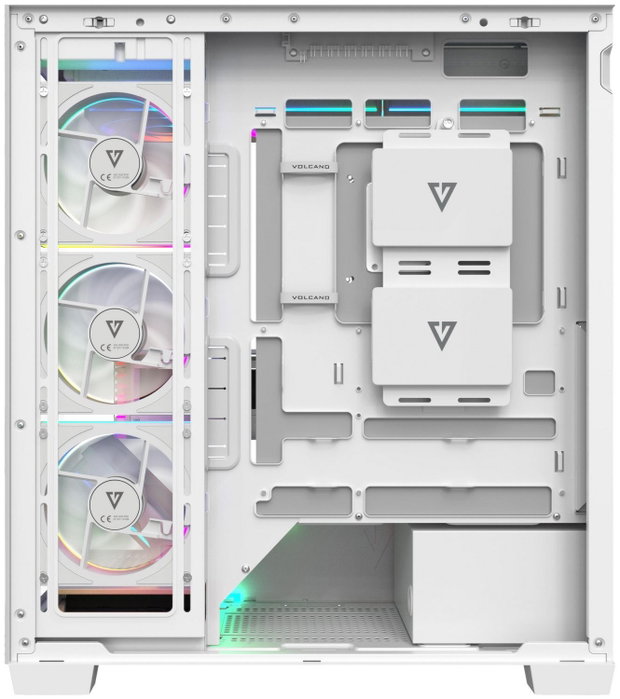 Modecom Volcano Stellar Plus ARGB 8F Midi Tower Caja PC Blanca, ATX, 8 Ventiladores ARGB, Cristal Templado