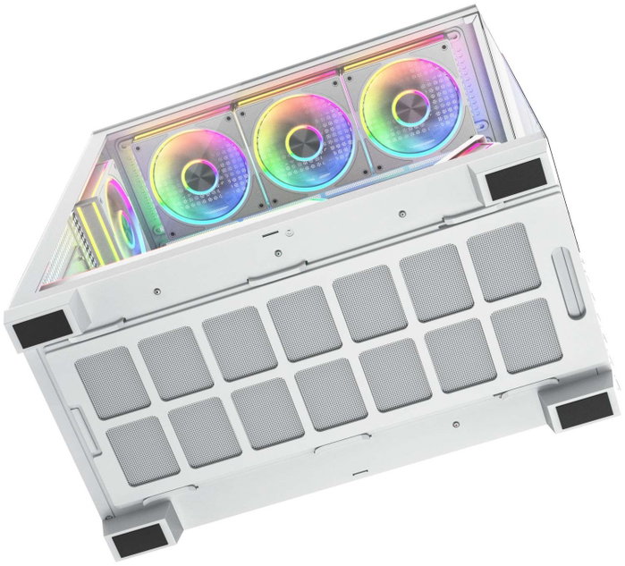 Modecom Volcano Stellar Plus ARGB 8F Midi Tower Caja PC Blanca, ATX, 8 Ventiladores ARGB, Cristal Templado