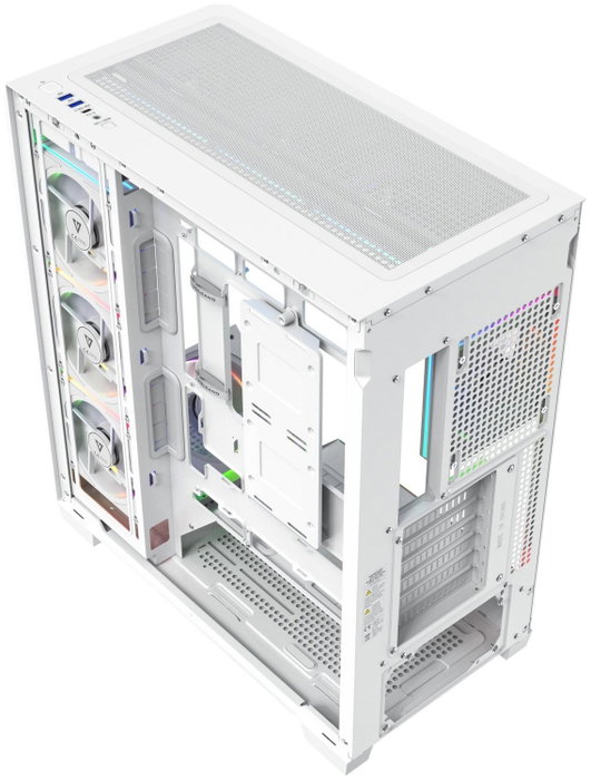 Modecom Volcano Stellar Plus ARGB 8F Midi Tower Caja PC Blanca, ATX, 8 Ventiladores ARGB, Cristal Templado