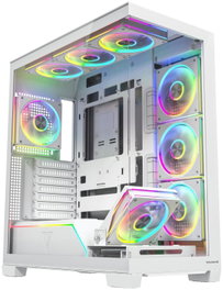 Modecom Volcano Stellar Plus ARGB 8F Midi Tower Caja PC Blanca, ATX, 8 Ventiladores ARGB, Cristal Templado