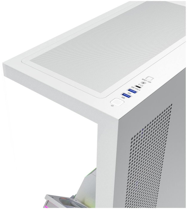 Modecom Volcano Stellar Plus ARGB 8F Midi Tower Caja PC Blanca, ATX, 8 Ventiladores ARGB, Cristal Templado