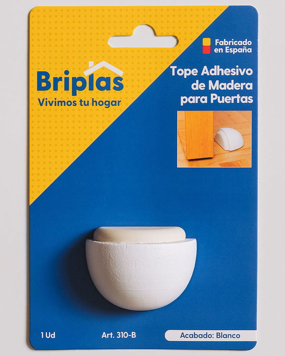BRIPLAS Tope de Puerta Adhesivo Media Luna para Madera, Blanco BRIPLAS Tope de Puerta Adhesivo Media Luna para Madera, Blanco