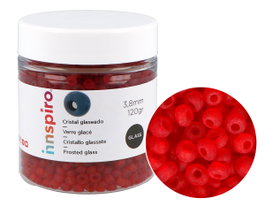 Innspiro Rocalla de Vidrio Redonda Glaseado Rojo 3,8mm - 120g