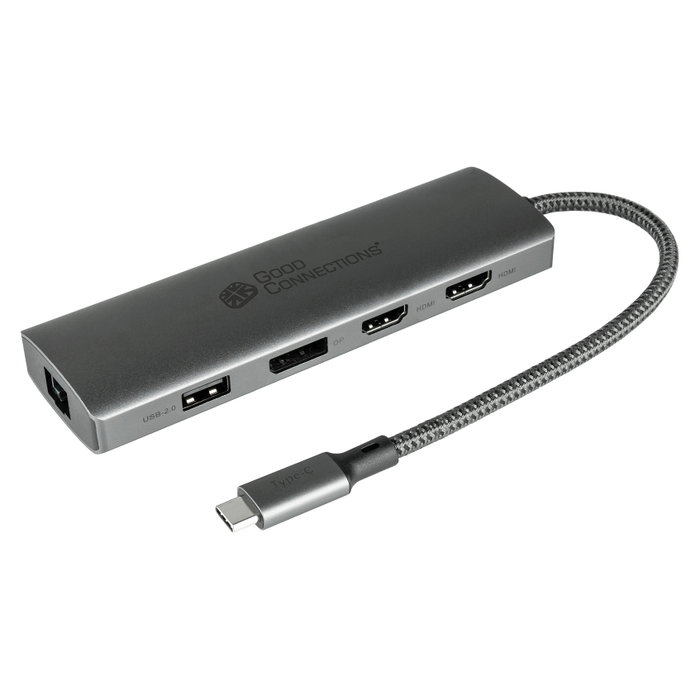 GoodConnections HUB-C001A USB-C Hub 10 puertos con 2xHDMI, DP y RJ-45, Antracita GoodConnections HUB-C001A USB-C Hub 10 puertos con 2xHDMI, DP y RJ-45, Antracita