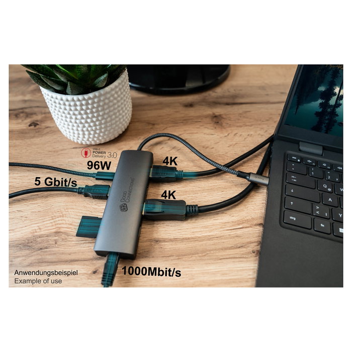 Alcasa HUB-C001A USB-C Hub 10 Puertos con 2xHDMI, 1xDP, 2xUSB 3.0 y Lector de Tarjetas, Antracita