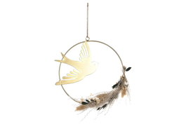DKD Home Decor Decoración de Pared Metal Golondrina Dorado