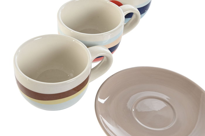 DKD Home Decor Teide 2023 Tazas de Café Tropical Colección Azul Verde Dolomita Set de 6 180 ml x 20 x 20 cm x 18 cm Apto Microondas Lavavajillas