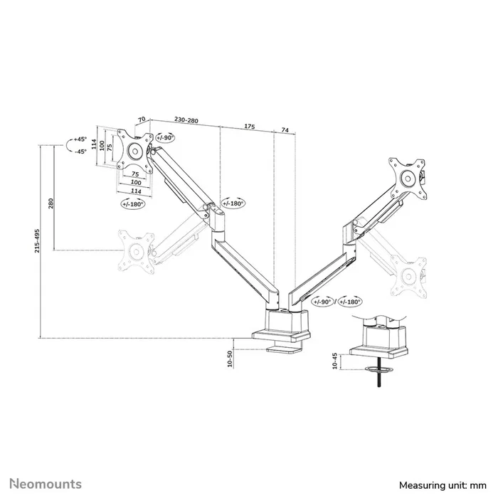 Newstar Neomounts DS70-250BL2 Soporte para 2 Monitores 17-32 pulgadas Newstar Neomounts DS70-250BL2 Soporte para 2 Monitores 17-32 pulgadas