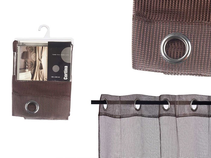 Cortina 140 x 260 cm Giftdecor con 6 Ollados, Rejilla, 100% Poliéster, Color Marrón (Set de 6) Cortina 140 x 260 cm Giftdecor con 6 Ollados, Rejilla, 100% Poliéster, Color Marrón (Set de 6)