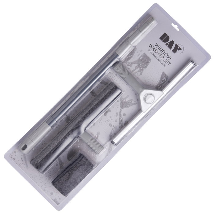 Day Limpiacristales Telescópico Extensible hasta 1.5m con Escobilla Microfibra y Recambio