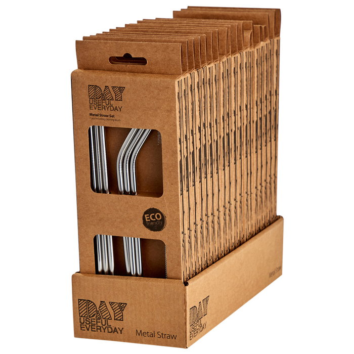 Day Juego de 6 Pajitas Reutilizables de Acero Inoxidable con Cepillo Limpiador