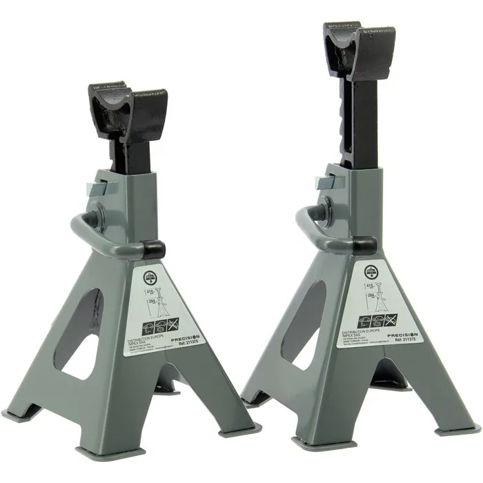 Precision Steel Velas de rejilla 3T - Par de 3000 kg de capacidad, elevación 285-420 mm, 4 pies anchos y pasadores de seguridad