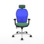 PIQUERAS Y CRESPO Silla de oficina Jorquera con mecanismo Sincro/Traslack, Verde esmeralda y Azul
