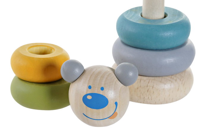 DKD Home Decor Juguete Animales Apilable Desmontable Hecho a Mano Madera Multicolor 14 x 5.5 x 5.5 cm (2 Unidades)