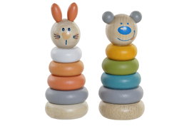 DKD Home Decor Juguete Animales Apilable Desmontable Hecho a Mano Madera Multicolor 14 x 5.5 x 5.5 cm (2 Unidades)