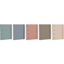 Oxford Europeanbinder Forest A4+, Anillas 4x35mm, Tapa Poliuretano 50% Reciclado, con Recambio 5x5 y Pizarra Scribzee, Colores Jade, Mystic Blue, Rose, Terra, Dune