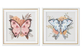 DKD Home Decor Cuadro Cristal PS Mariposa Surtido 40x40 cm