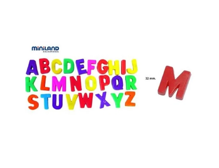 MINILAND Bote de Letras Mayúsculas Magnéticas de 154 Piezas (32 mm)