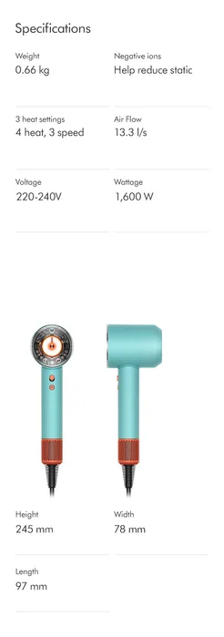 Dyson Supersonic Nural 1600W Azul y Naranja