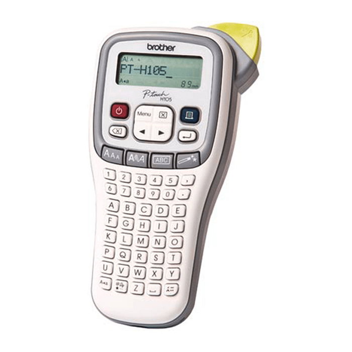 Brother PT-H105 P-Touch - Impresora de Etiquetas, Transferencia Térmica 180x180 DPI, Teclado ABC, Cinta TZe, 20 mm/s, Pantalla LCD, Color Gris y Blanco