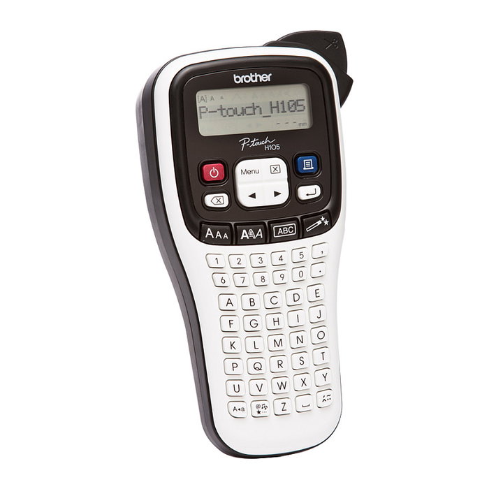 Brother PT-H105 P-Touch - Impresora de Etiquetas, Transferencia Térmica 180x180 DPI, Teclado ABC, Cinta TZe, 20 mm/s, Pantalla LCD, Color Gris y Blanco