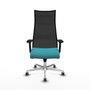 PIQUERAS Y CRESPO Sillón Albacete Turquesa/Negro con Mecanismo Sincro y Base de Aluminio