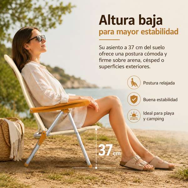JugaToys Silla de playa aluminio multiposición arena JugaToys Silla de playa aluminio multiposición arena