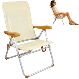 JugaToys Silla de playa aluminio multiposición arena
