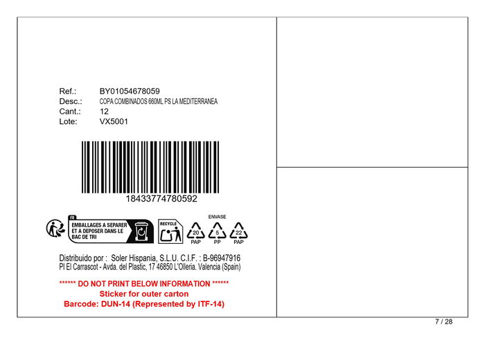 Inde Copa Combinados 660 ml PS (12 Unidades)