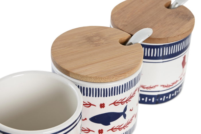 DKD Home Decor Azucarero Dolomita y Bambú BLUE RED BIRD Surtido de 3 DKD Home Decor Azucarero Dolomita y Bambú BLUE RED BIRD Surtido de 3