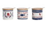 DKD Home Decor Azucarero Dolomita y Bambú BLUE RED BIRD Surtido de 3