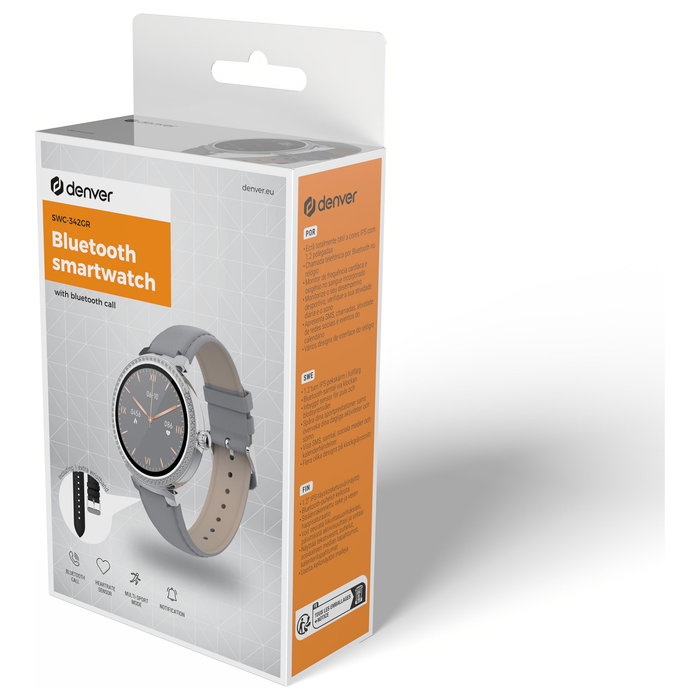 Denver Smartwatch SWC-342 Reloj Inteligente Pantalla Táctil Monitor de Frecuencia Cardíaca Plata Gris