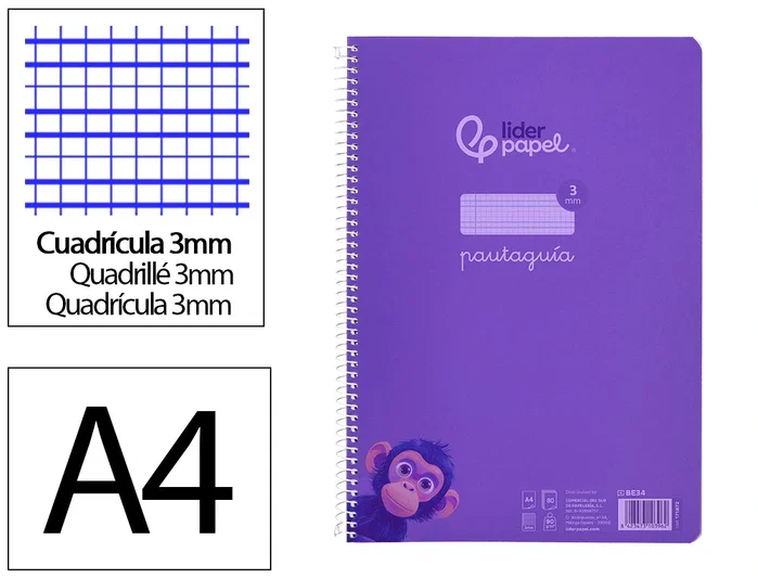 Liderpapel Cuaderno Espiral A4 Pautaguía Lila Liderpapel Cuaderno Espiral A4 Pautaguía Lila
