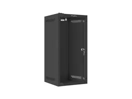 Lanberg WF10-2312-10B Armario Rack de Pared 12U (280x310 mm) para Montaje con Puerta de Cristal Negro - Acero, Gestión de Cables, Certificaciones