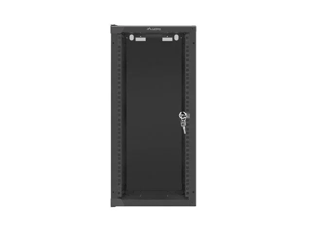 Lanberg WF10-2312-10B Armario Rack de Pared 12U (280x310 mm) para Montaje con Puerta de Cristal Negro - Acero, Gestión de Cables, Certificaciones