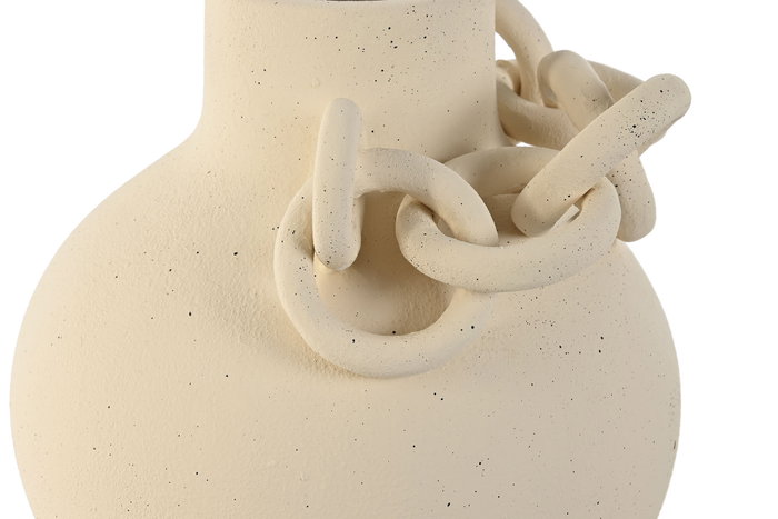 DKD Home Decor Jarrón de Gres Blanco con Detalle de Cadena DKD Home Decor Jarrón de Gres Blanco con Detalle de Cadena