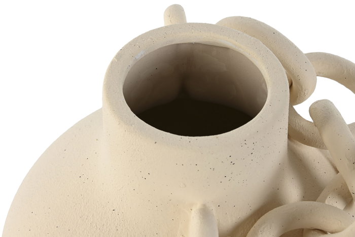 DKD Home Decor Jarrón de Gres Blanco con Detalle de Cadena DKD Home Decor Jarrón de Gres Blanco con Detalle de Cadena