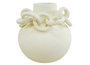 DKD Home Decor Jarrón de Gres Blanco con Detalle de Cadena