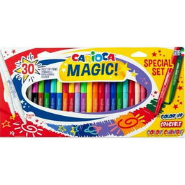 Carioca Rotulador Magic Markers Set Caja 30 Unidades Colores Surtidos con Tinta Mágica Cambia Color