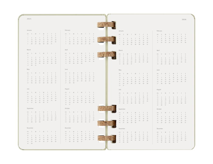 Moleskine DHSPK5212AMWH3Y26 Agenda 12M Espiral Académica L (13 x 21 cm) Kiwi Tapa Dura Semanal-Mensual