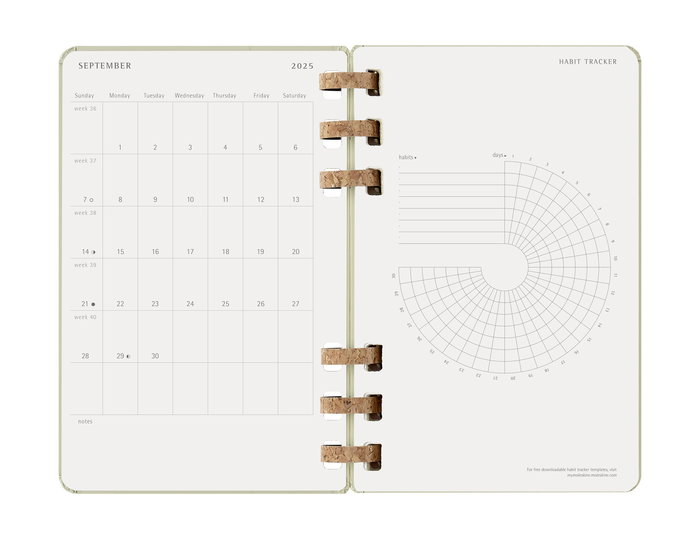 Moleskine DHSPK5212AMWH3Y26 Agenda 12M Espiral Académica L (13 x 21 cm) Kiwi Tapa Dura Semanal-Mensual