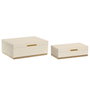 DKD Home Decor Set de 2 Cajas de Madera 30x21x11 cm Blanco y Dorado